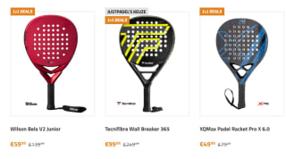 1+1 gratis op Padel Rackets bij Justpadel