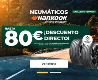 Hasta 80€ de Descuento directo en neumáticos Hankook.