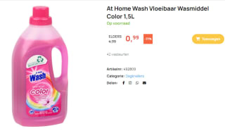 At Home Wash vloeibaar wasmiddel Color 1,5L voor €0,99 bij Butlon