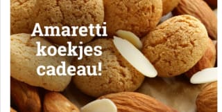 een gratis zakje Italiaanse Amarettikoekjes bij je koffiebestelling!