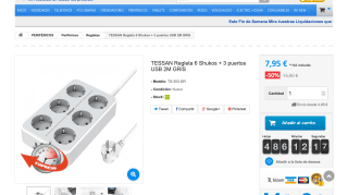 Regleta TESSAN 6 Enchufes por 7,95€