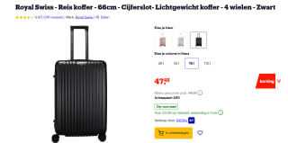Royal Swiss - Reis koffer - 66cm - Cijferslot- Lichtgewicht koffer voor €47,45 bij Bol