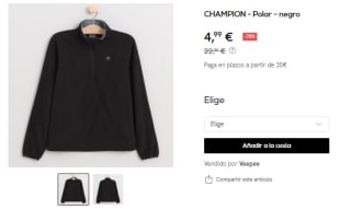Hasta 90% descuento ropa y calzado Champions desde solo 2,99€
