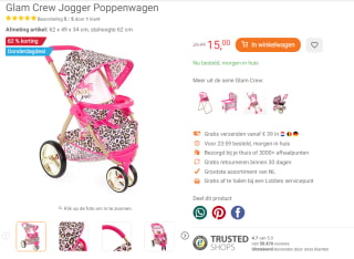 Glam Crew Jogger Poppenwagen voor €15 bij Lobbes