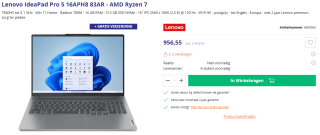 Lenovo IdeaPad Pro 5 16APH8 laptop voor €956,55 bij Azerty