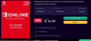 Nintendo Switch Online Abonnement 12 maanden voor €14,79 bij CDKeys