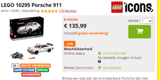 LEGO Creator Expert 10295 Porsche 911 voor €135,99 bij Brickshop