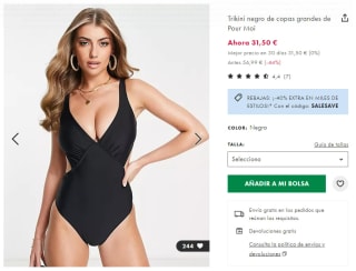 Trikini negro de copas grandes de Pour Moi por 18,90€