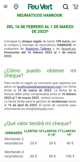 Hasta 100€ en cheque carburante o recarga eléctrica con Hankook.