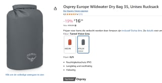 Osprey Wildwater Drybag 35 L rugzak voor €16,52 bij Amazon