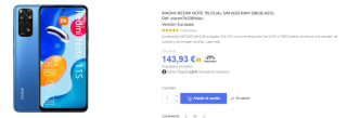 Xiaomi Redmi Note 11S 5G de 6GB/128GB por 143,93€