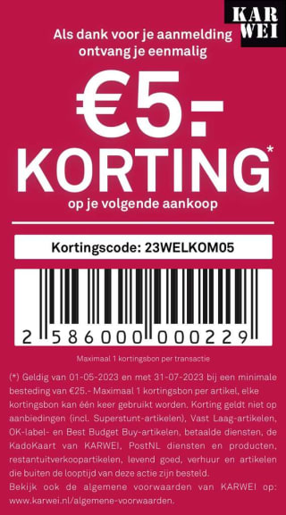 Karwei kortingscode voor €5 korting