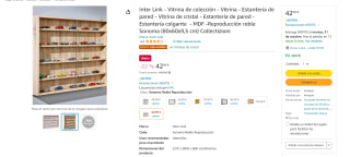 Vitrina /Estantería de pared con cristal 80x60x9,5 cm por 42,99€