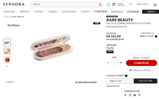 Paleta de Sombras da Rare Beauty Discovery, edição Eyeshadow Palette - R$ 143,40