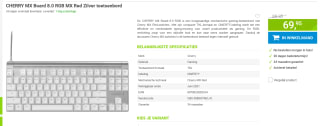 CHERRY MX Board 8.0 RGB MX Red Zilver toetsenbord voor €69,95 bij Megekko