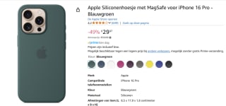 Apple Siliconenhoesje met MagSafe voor iPhone 16 Pro - Blauwgroen ​​​​​​​voor €29,97 bij Amazon