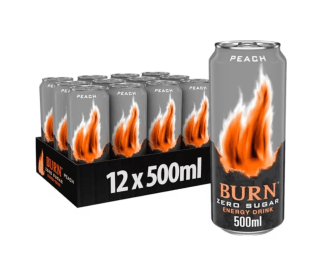 12 Bebida Burn Energy Zero Peach Energética Lata 500ml por 12€