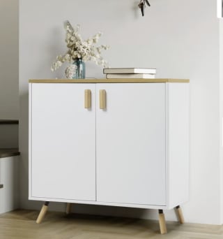 Wooden Accent Storage Cabinet with Dual Doors – White – £34.85