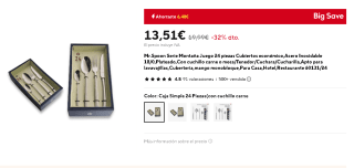 Mr.Spoon Serie Montaña Juego 24 piezas Cubiertos por 13,51€