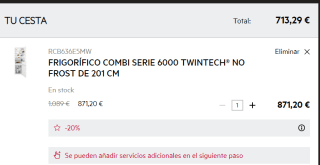 Frigorifico Combi serie 6000 twintech no frost por 713.29€