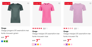 2 UV zwemshirts voor €10 bij Scapino