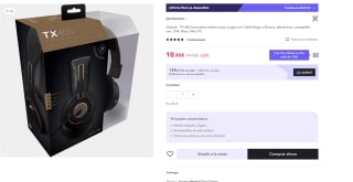 Auriculares estéreo para Juegos con Cable Negro y Bronce, alámbricos marca Gioteck - TX-40S por 7,67€