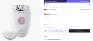 Depiladora - Braun, Silképil 1 SE1370, Depiladora con cable, con un accesorio por 25.35€ (Cuenta Nueva 15.35€)
