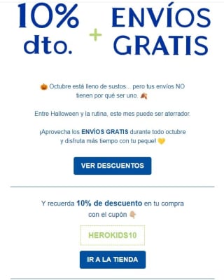 10% descuento + envíos gratis desde Hero