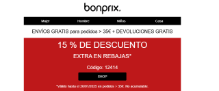 15% descuento extra en Rebajas desde Bonprix