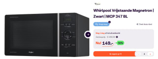 Whirlpool vrijstaande magnetron voor €149 bij Ibood