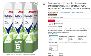 Pack de 6 ud Rexona Desodorante Aloe Vera Antitranspirante por 9,89€