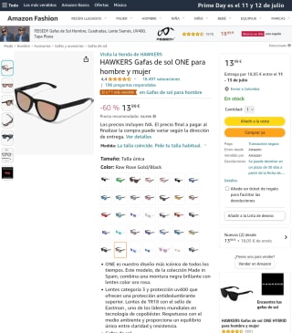 HAWKERS Gafas de sol ONE mixtas por 13,99€