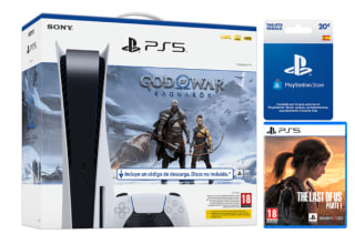 Sony PS5 + Juego God Of War: Ragnarok + Juego The Last Of Us: Parte 1 + Tarjeta 20€ PS Store