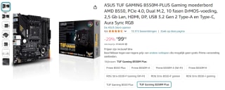 ASUS TUF Gaming B550M-PLUS moederbord voor €99 bij Amazon