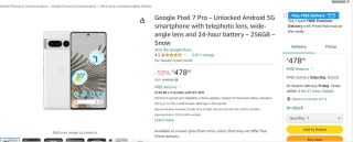 GOOGLE Pixel 7 Pro 256 GB for only £478.80
