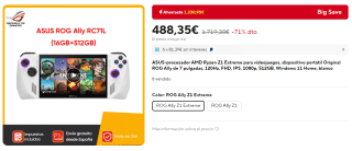 Consola Asus Rog Ally Z1 Extreme por 488,35€