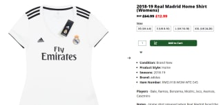 Camiseta mujer 1º Equipación Real Madrid de 18-19 por 13,49€