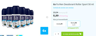 6x Fa Men Sport roll-on deodorant 50 ml voor €8,89 bij Plein