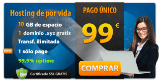 Hosting de por vida 10 GB con dominio 35€