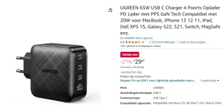 UGREEN GaN 65W Quad USB C Charger voor €29,99 bij Amazon