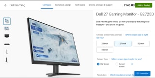 Dell G2725D 27" QHD 180Hz Gaming Monitor - £146