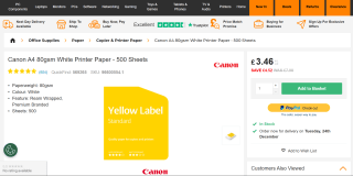 Canon A4 80gsm White Printer Paper - £3.46