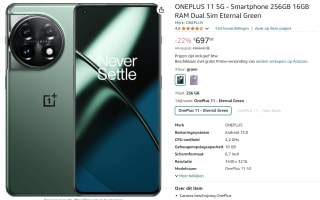 OnePlus 11, 16GB ram, 256GB opslag Groen voor €697,08 bij Amazon