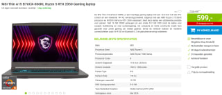 MSI Thin A15 B7UCX-006NL - Laptop voor €599 bij Megekko
