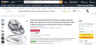 Chaise à Bascule Bébé avec Bluetooth Munchkin Balancelle Bébé Électrique à 99,99€