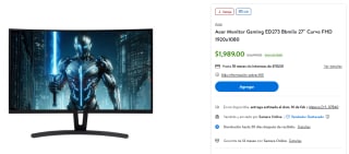 Monitor Acer ED273 Bbmiix 27" por $1,989 | Descuento Walmart