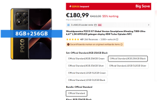 Poco X7 8GB/256GB Zwart voor €180,99 bij Aliexpress