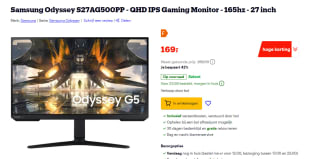 Samsung Odyssey G5 LS27AG500PPXEN 27" Quad HD 165Hz IPS monitor voor €