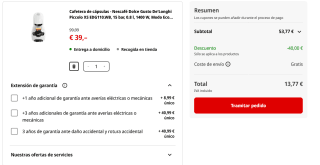 Cafetera de cápsulas Nescafé Dolce Gusto De'Longhi Piccolo XS + 48 cápsulas por 13,67€