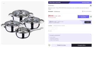Batería de cocina 7 piezas marca San Ignacio Faro fabricada en acero inoxidable apta para todo tipo de fuegos por 17.5€